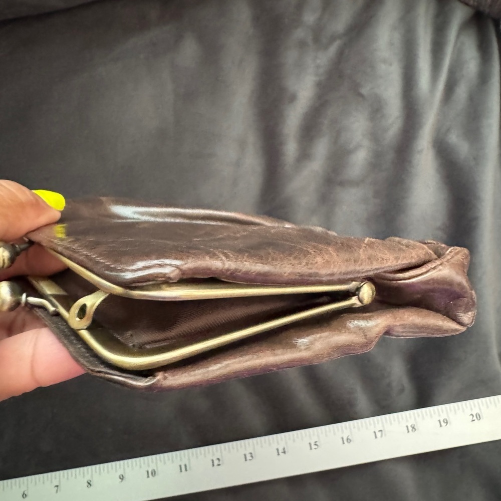 Vintage Leather Kiss lock Wallet Mini Clutch Purse - Picture 9 of 10
